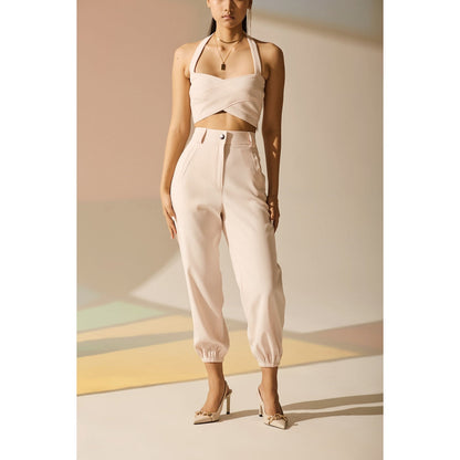 The Dapper Lady Pearl Halter Bustier - Off White