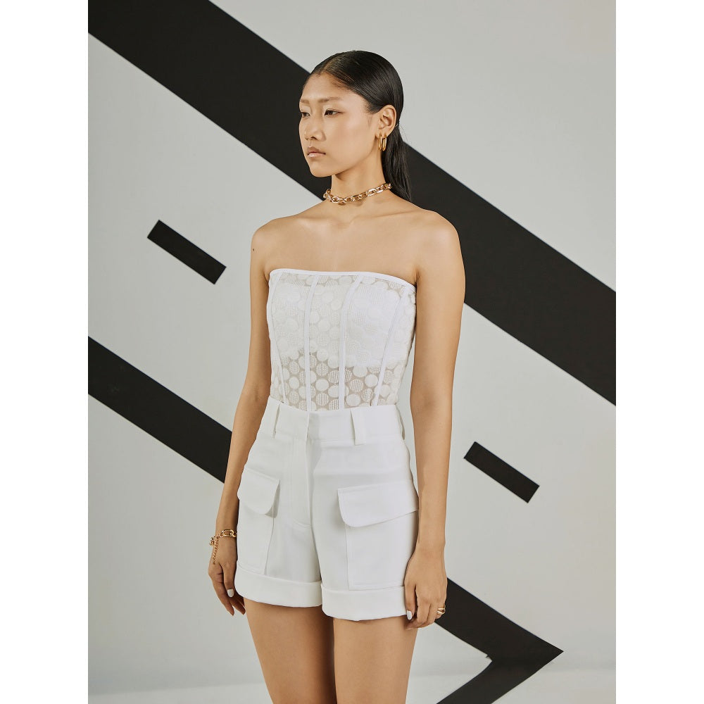 The Dapper Lady Moonlight Sheer Corset - White