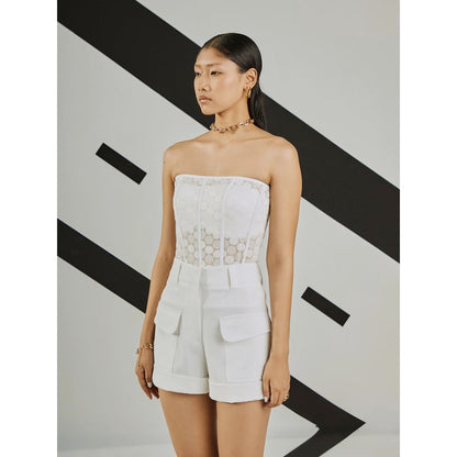 The Dapper Lady Moonlight Sheer Corset - White