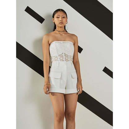 The Dapper Lady Moonlight Sheer Corset - White