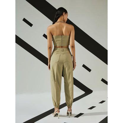 The Dapper Lady Jade Asymmetric Corset - Khaki