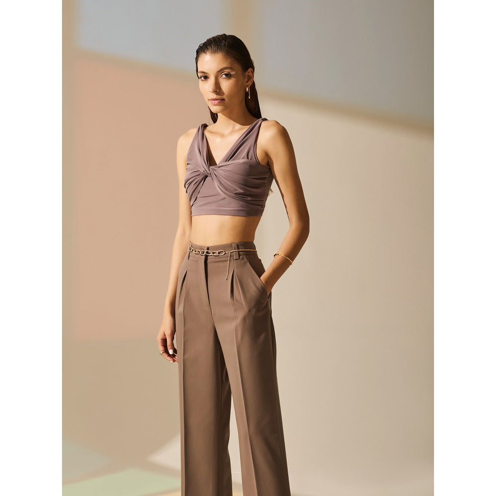 The Dapper Lady Bronze Pleated Pants - Brown