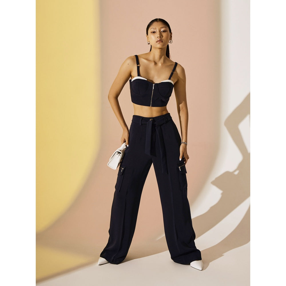 The Dapper Lady Twilight Flared Pant - Blue