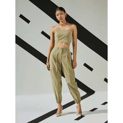 The Dapper Lady Jade Pleated Joggers - Green