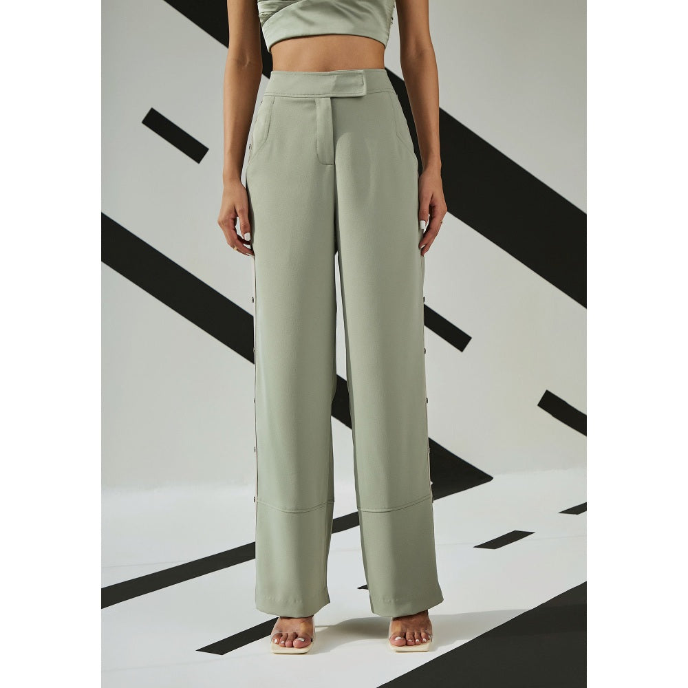 The Dapper Lady Jade Flared Pants - Green