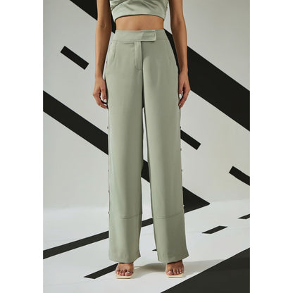 The Dapper Lady Jade Flared Pants - Green