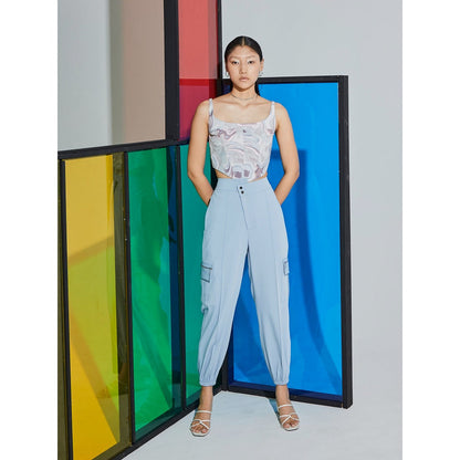 The Dapper Lady Aqua Asymmetric Joggers - Blue