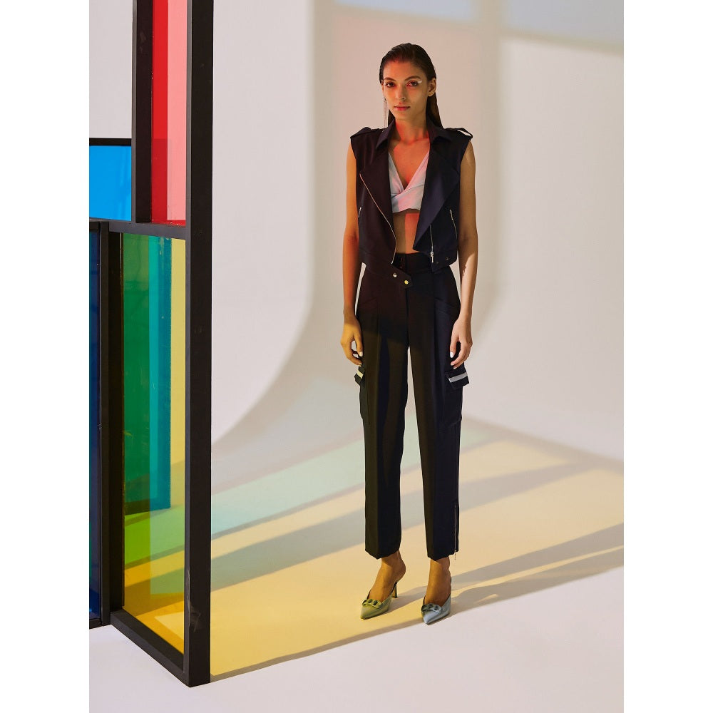 The Dapper Lady Twilight Zipped Pants - Blue