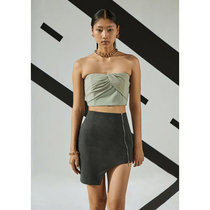 The Dapper Lady Jade Zipped Skirt - Green