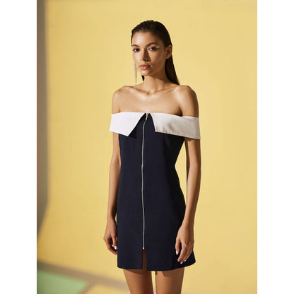 The Dapper Lady Twilight Zipped Dress - Blue