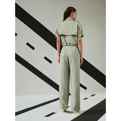 The Dapper Lady Jade Crop Overshirt - Green