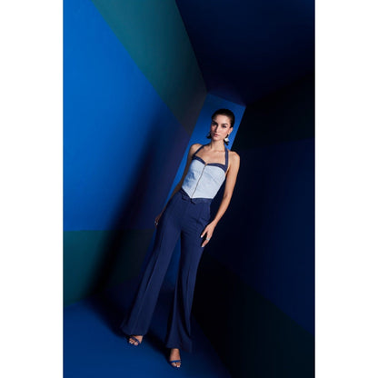 The Dapper Lady Sydney Blue Colorblock Top