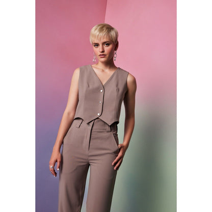 The Dapper Lady Jordan Brown Solid Waist Coat
