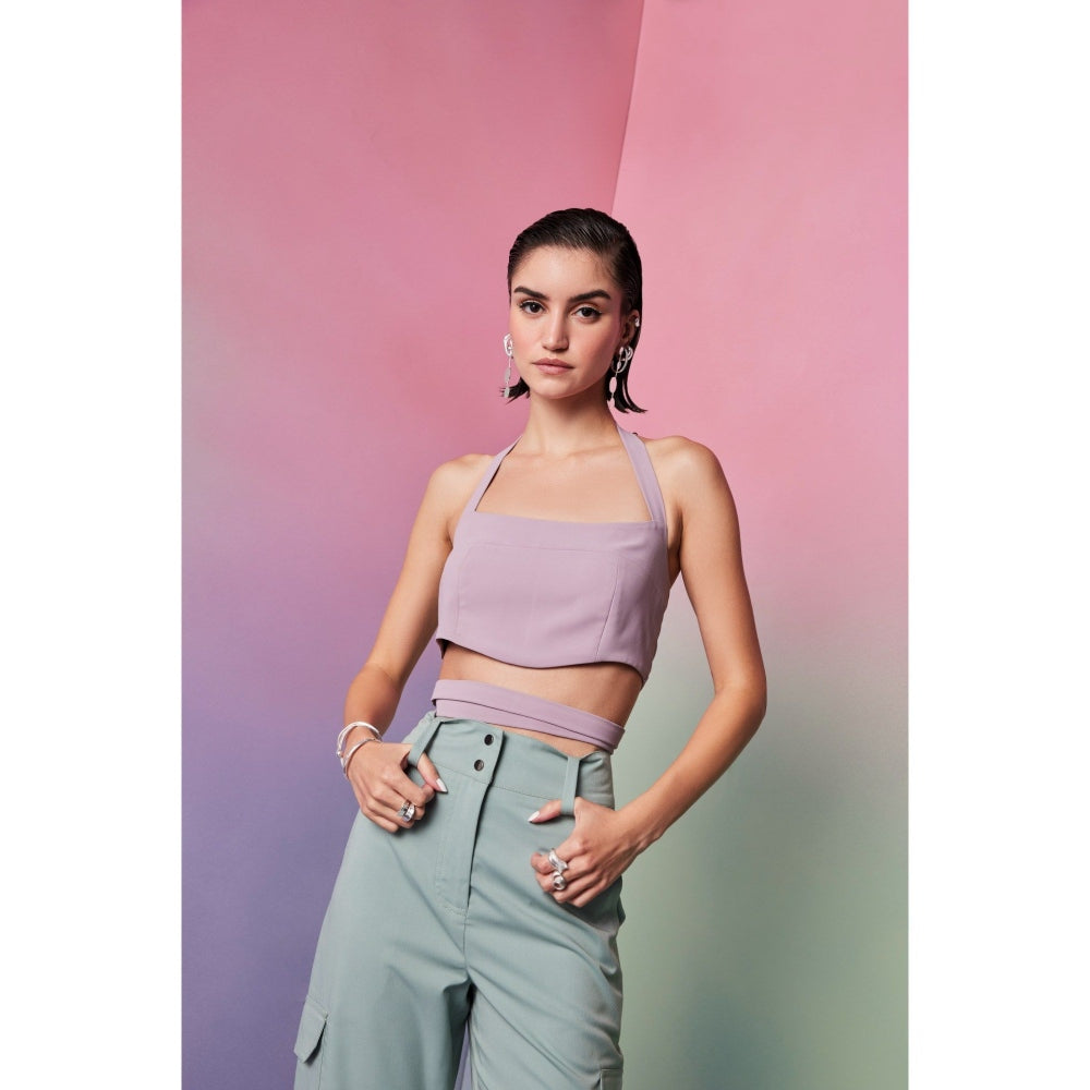 The Dapper Lady Miami Lavender Solid Crop Top