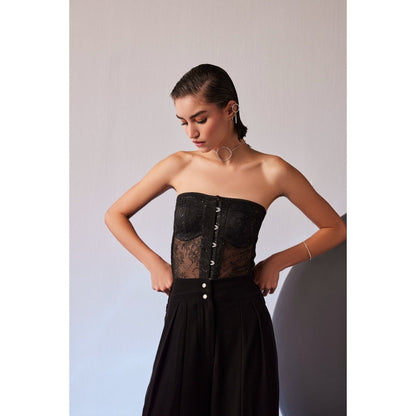 The Dapper Lady Tokyo Black Embroidered Top