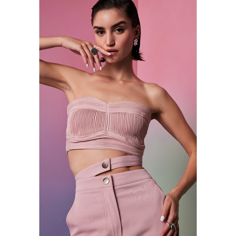 The Dapper Lady Oslo Pink Pleated Crop Top