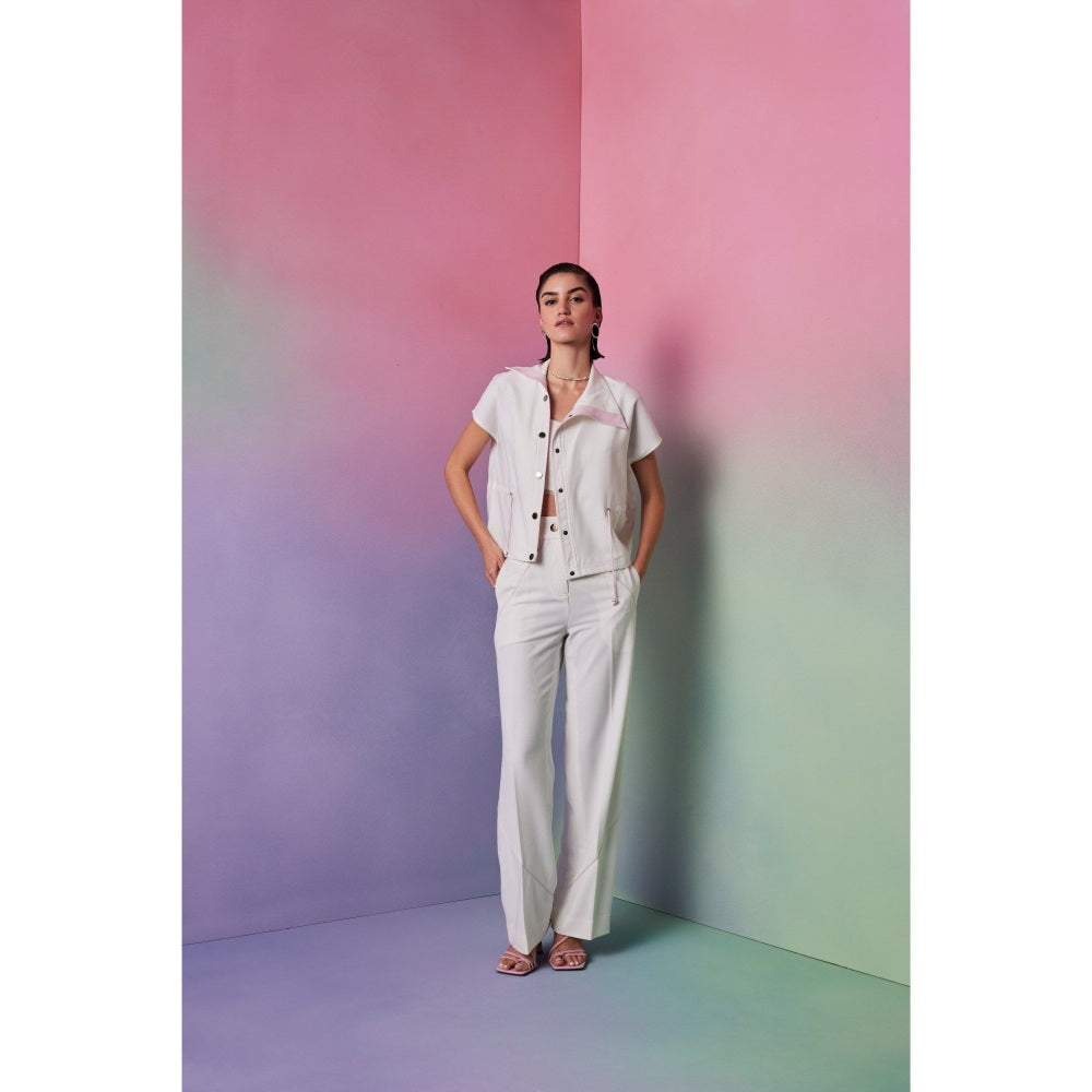 The Dapper Lady Mykonos White Solid Shirt