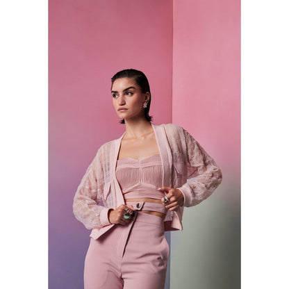 The Dapper Lady Oslo Pink Checks Crop Jacket