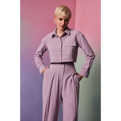 The Dapper Lady Miami Lavender Solid Crop Jacket