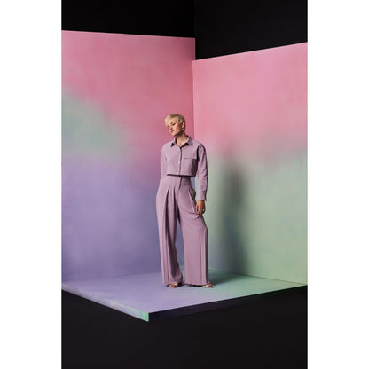 The Dapper Lady Miami Lavender Solid Crop Jacket