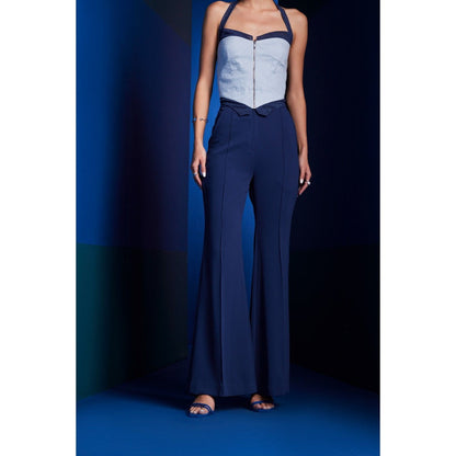 The Dapper Lady Ibiza Navy Blue Solid Pant