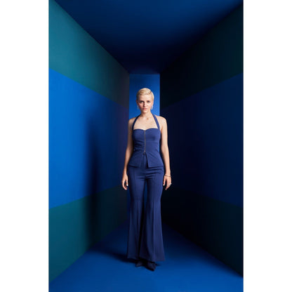 The Dapper Lady Ibiza Navy Blue Solid Pant