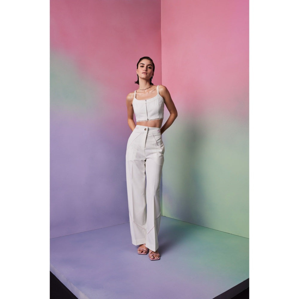 The Dapper Lady Mykonos White Solid Pant