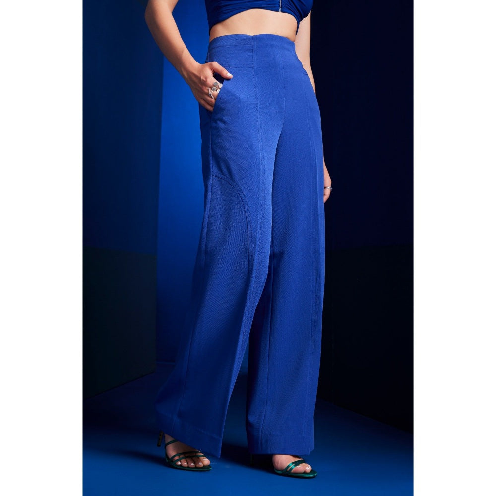 The Dapper Lady Ibiza Blue Solid Pant