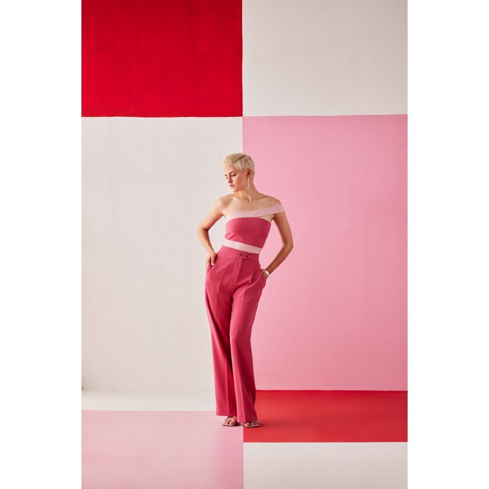 The Dapper Lady Vegas Pink Solid Pant