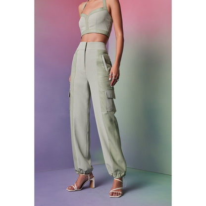 The Dapper Lady Rome Green Solid Pant