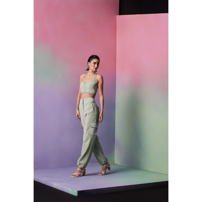 The Dapper Lady Rome Green Solid Pant