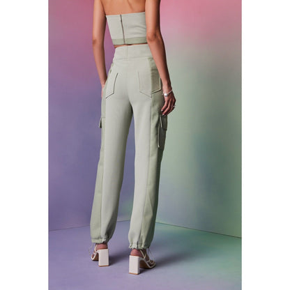 The Dapper Lady Rome Green Solid Pant