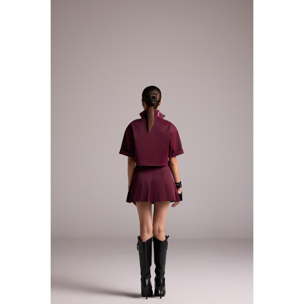 The Dapper Lady Burgundy Cherry Crop Shirt