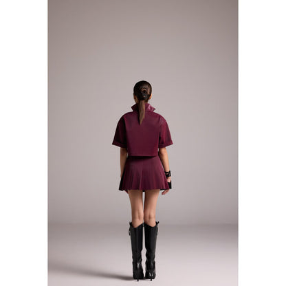 The Dapper Lady Burgundy Cherry Crop Shirt