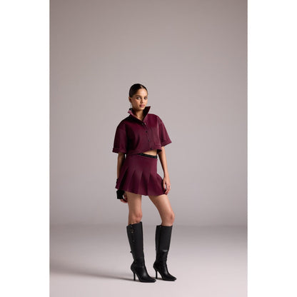 The Dapper Lady Burgundy Cherry Crop Shirt