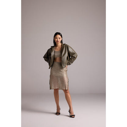 The Dapper Lady Olive Knee Lenght Skirt