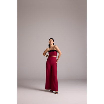 The Dapper Lady Red Cherry Flared Pant