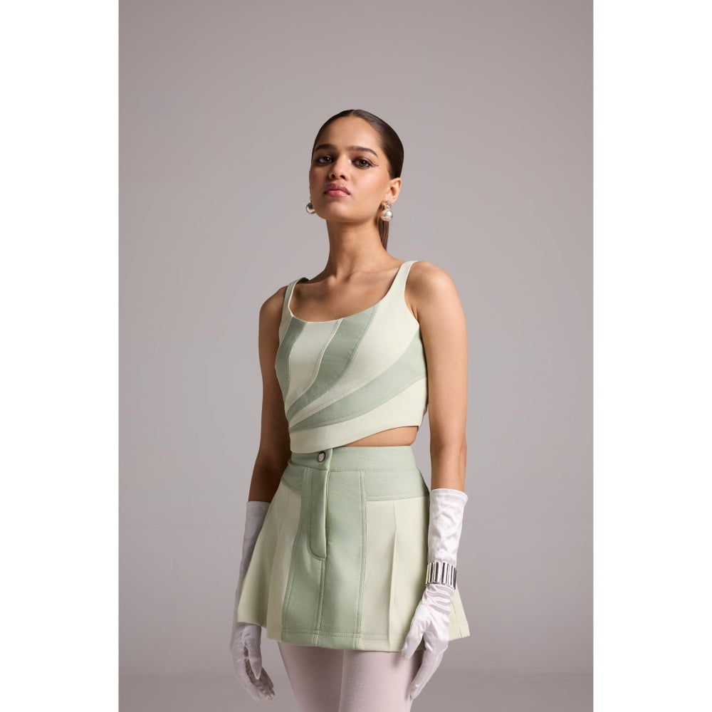 The Dapper Lady Green Nova Asymmetric Crop Top