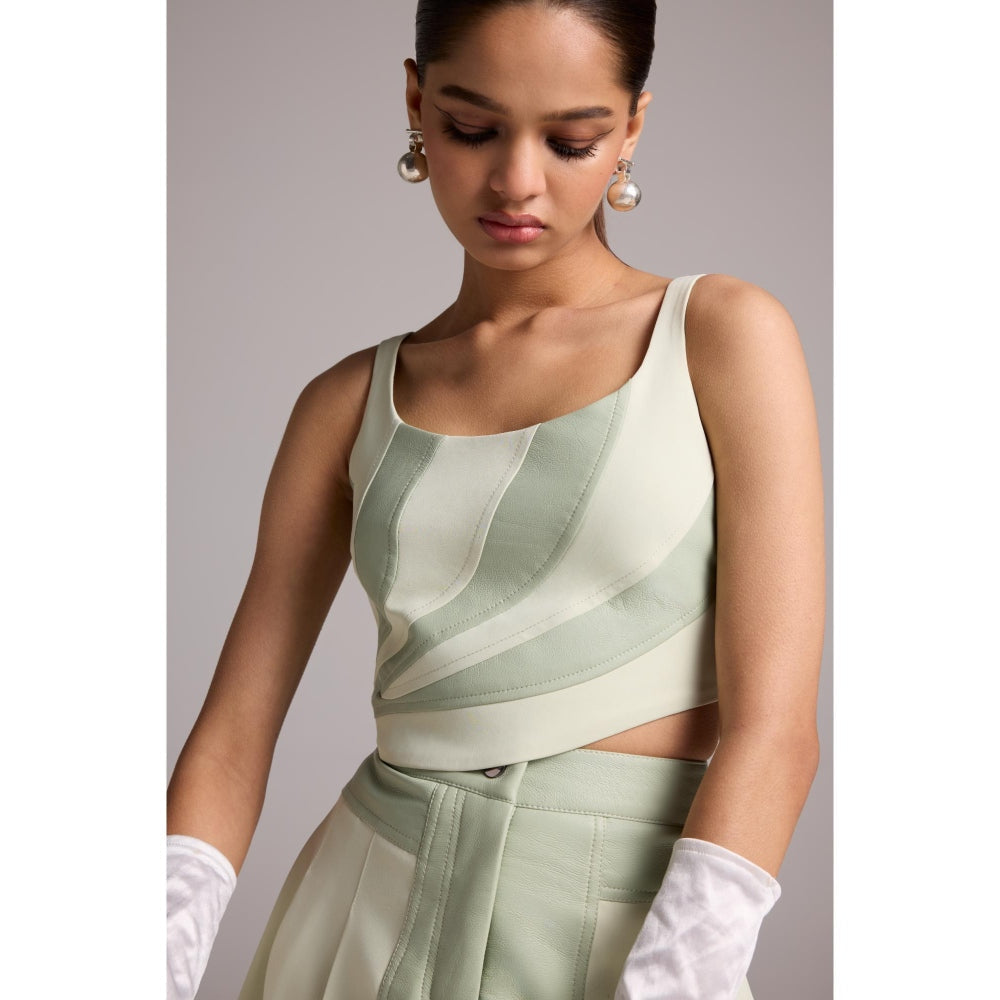 The Dapper Lady Green Nova Asymmetric Crop Top