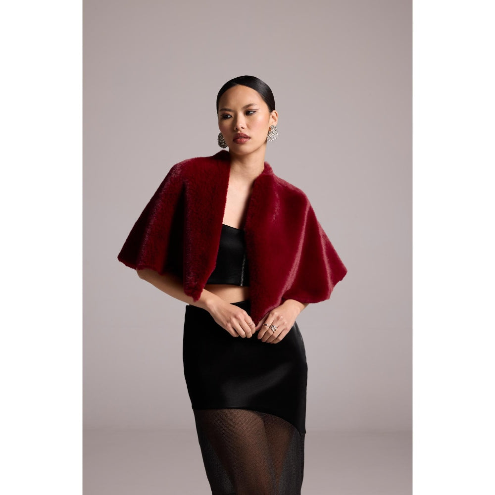 The Dapper Lady Red Cherry Fur Cape