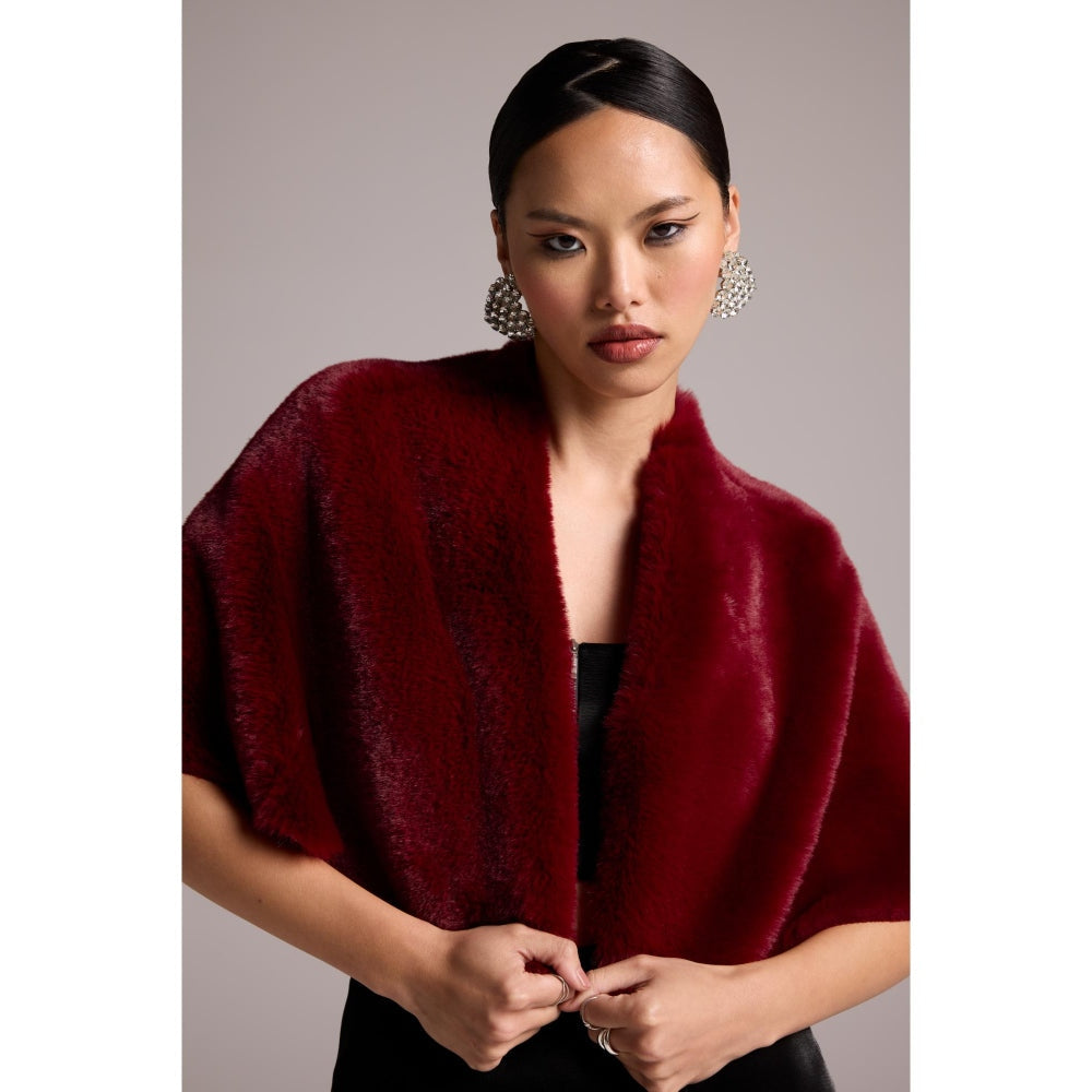 The Dapper Lady Red Cherry Fur Cape