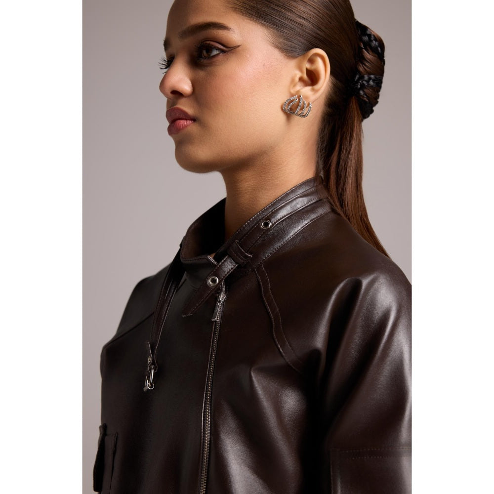 The Dapper Lady Brown Chocolate Asymmetric Jacket