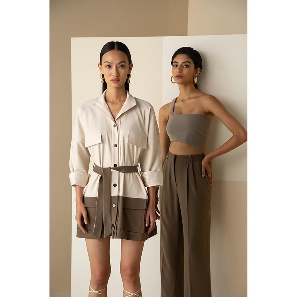 The Dapper Lady Off White Colorblock Mini Dress