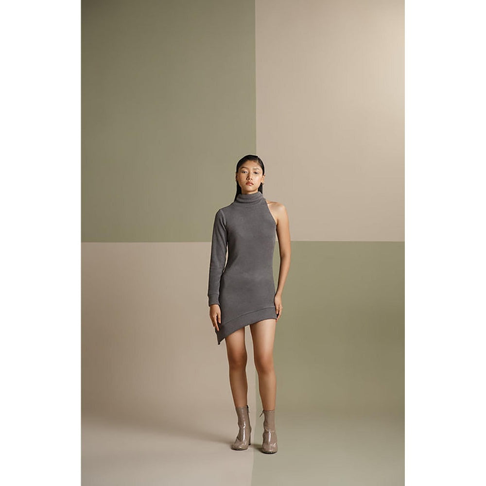 The Dapper Lady Olive Asymmetric Mini Dress