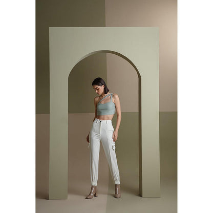 The Dapper Lady Ivory Zipped Joggers