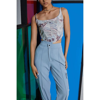 The Dapper Lady Aqua Asymmetric Joggers