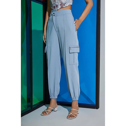 The Dapper Lady Aqua Asymmetric Joggers