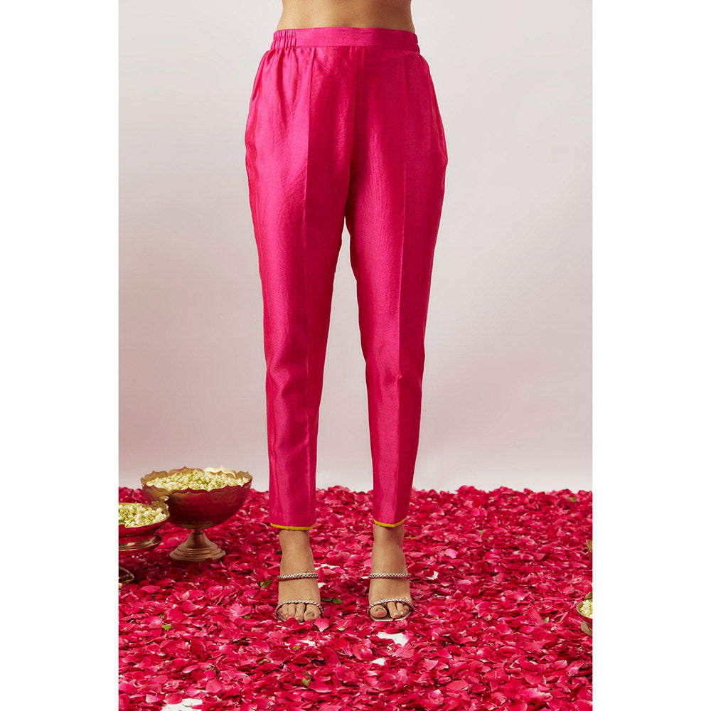 THE AARYA Pink Handwoven Kurta with Pant and Dupatta (Set of 3)