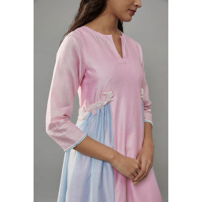 THE AARYA Ruelle Pink Kurta with Pant (Set of 2)