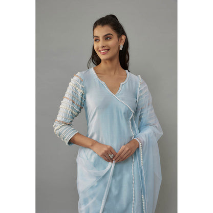 THE AARYA Malsa Blue Kurta with Pant and Dupatta (Set of 3)
